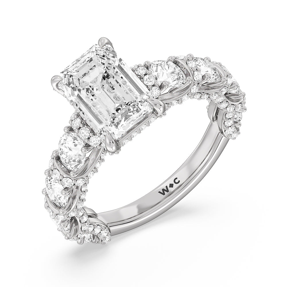The Fulton Ring with Emerald Cut Diamond in 14KT Platinum view 7
