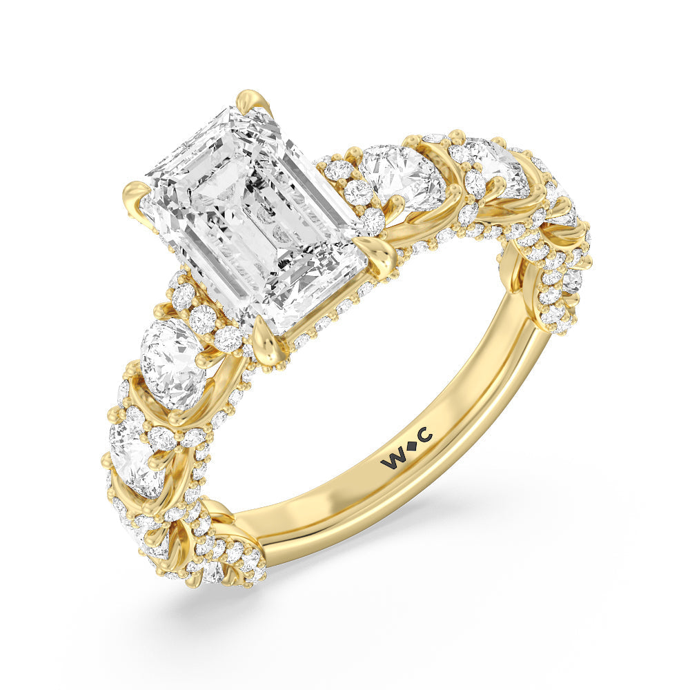 The Fulton Ring with Emerald Cut Diamond in 14KT Yellow Gold view 7
