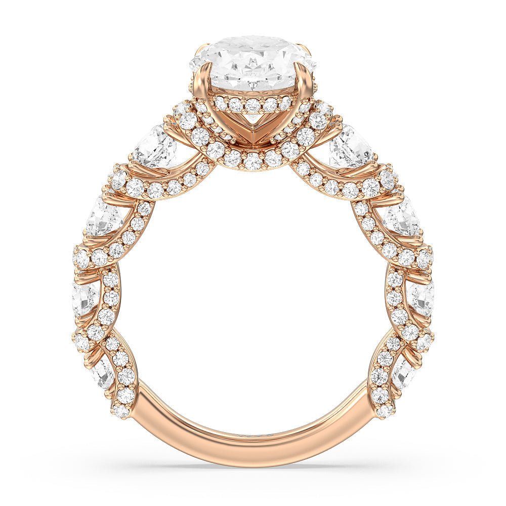 The Fulton Ring with Oval Cut Diamond in 14KT Rose Gold view 6
