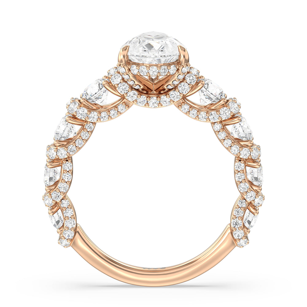 The Fulton Ring with Pear Cut Diamond in 14KT Rose Gold view 6
