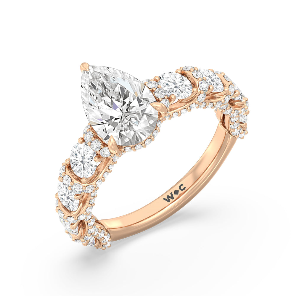 The Fulton Ring with Pear Cut Diamond in 14KT Rose Gold view 7
