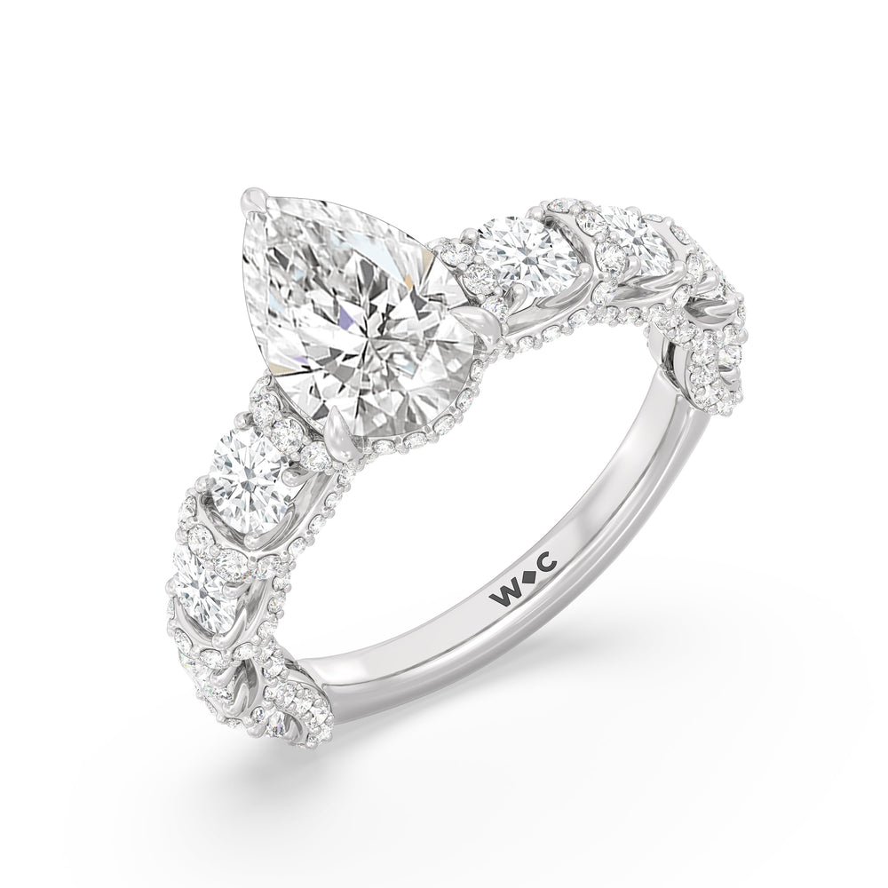 The Fulton Ring with Pear Cut Diamond in 14KT Platinum view 7
