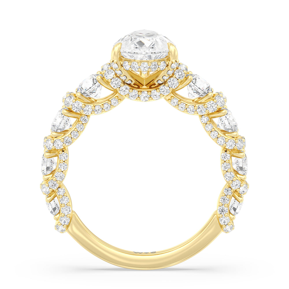 The Fulton Ring with Pear Cut Diamond in 14KT Yellow Gold view 6
