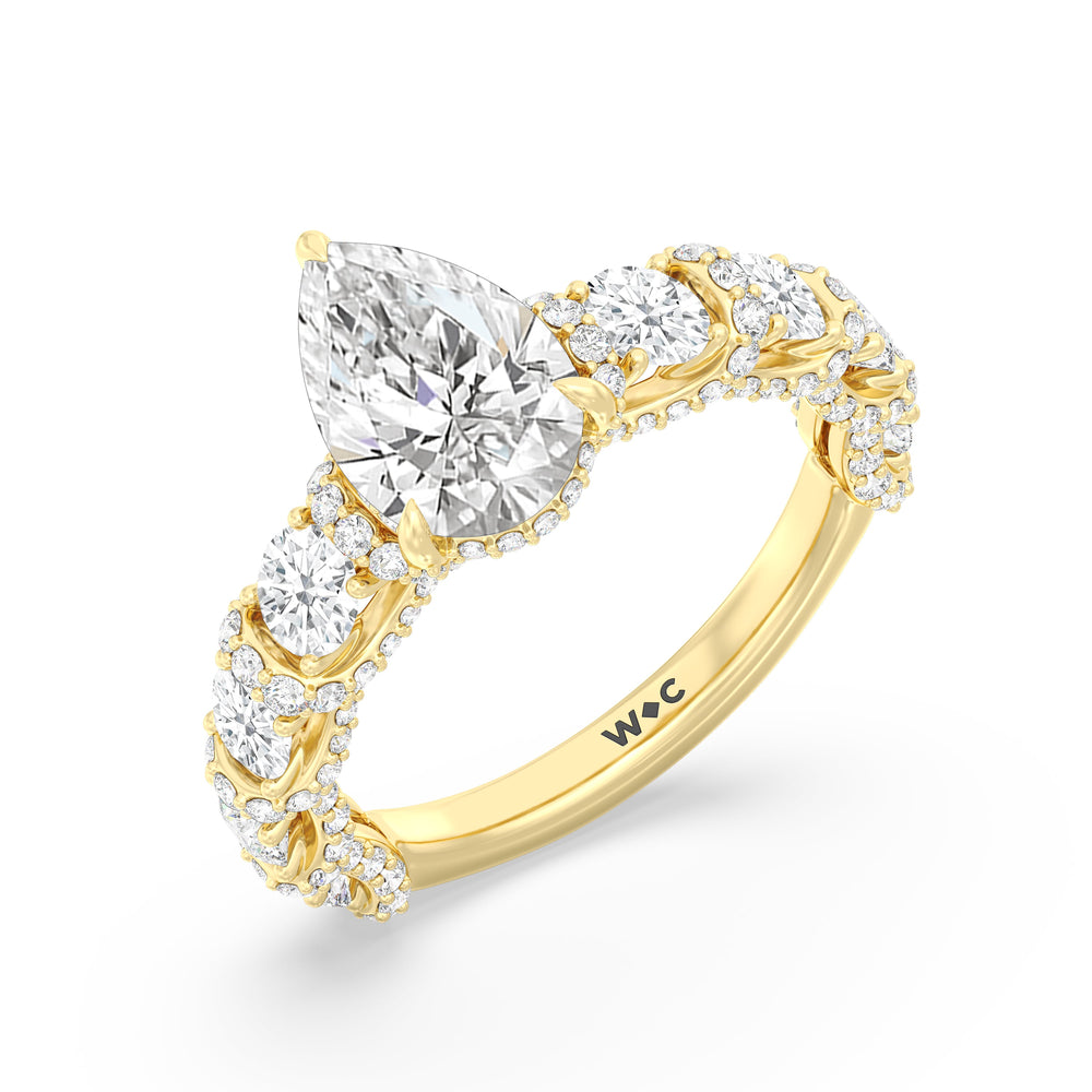 The Fulton Ring with Pear Cut Diamond in 14KT Yellow Gold view 7
