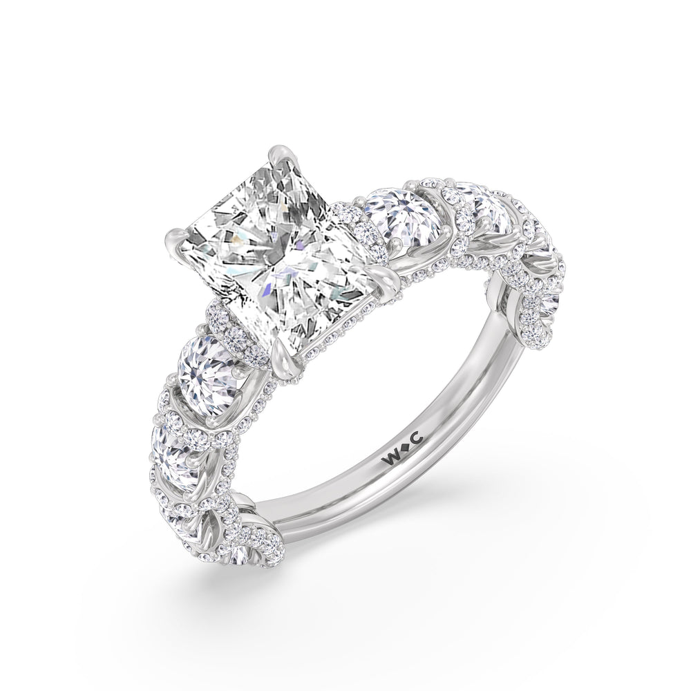 The Fulton Ring with Radiant Cut Diamond in 14KT Platinum view 7
