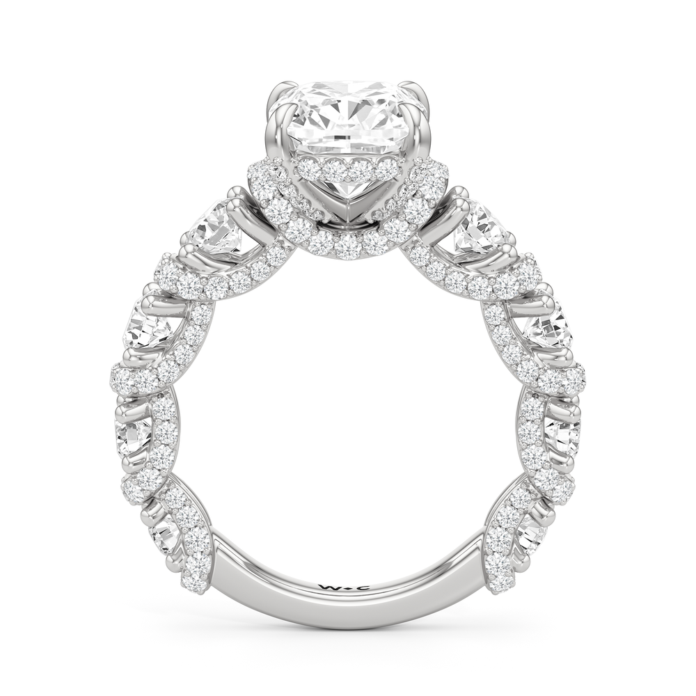 The Fulton Ring with Elongated Cushion Cut Diamond in 14KT Platinum view 6
