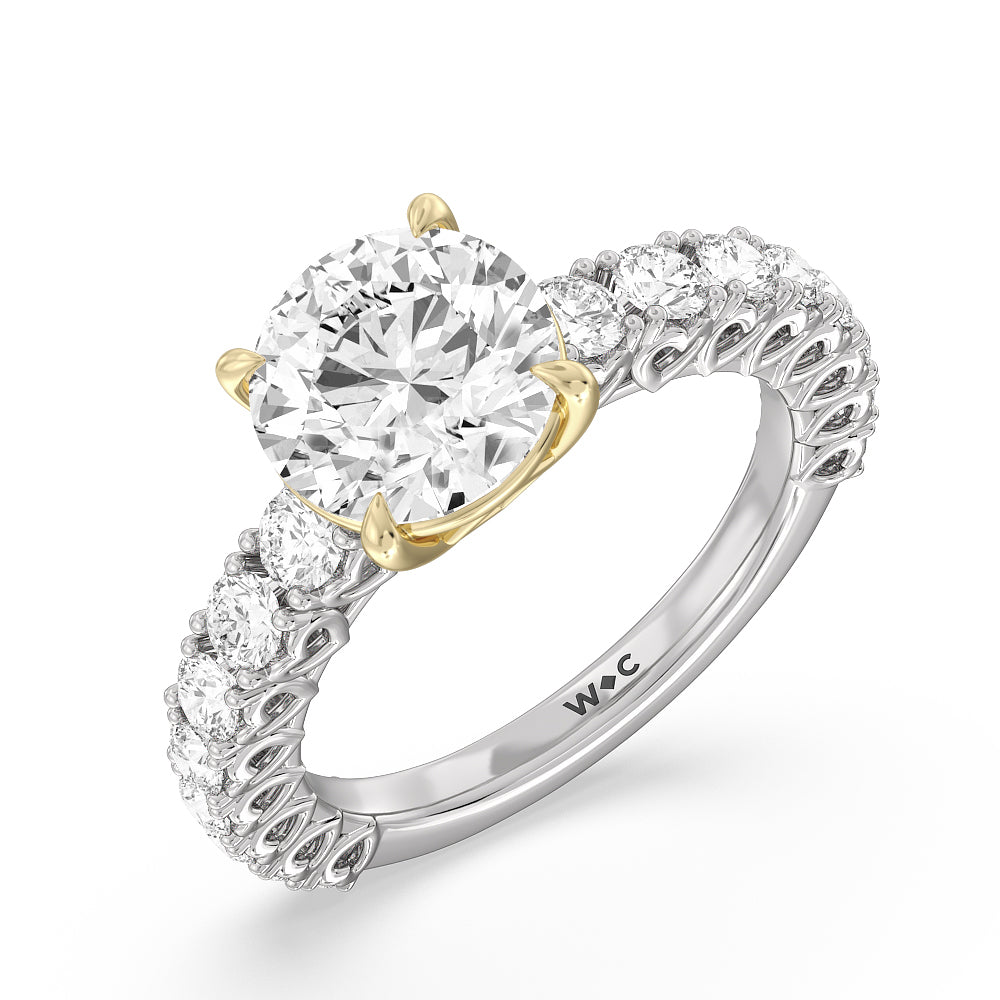 Round Cut The Uptown Ring with Lab Grown Diamond in 14KT White & Yellow Gold view 3
