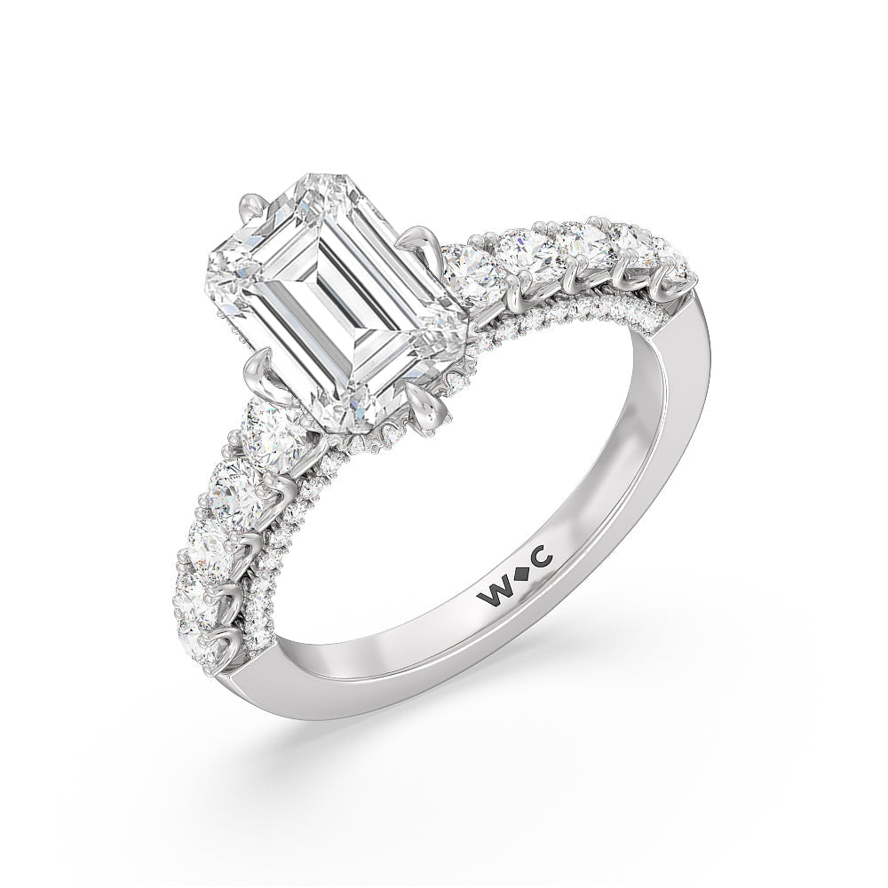 The Fifth Avenue Ring with Emerald Cut Diamond in 14KT Platinum view 6
