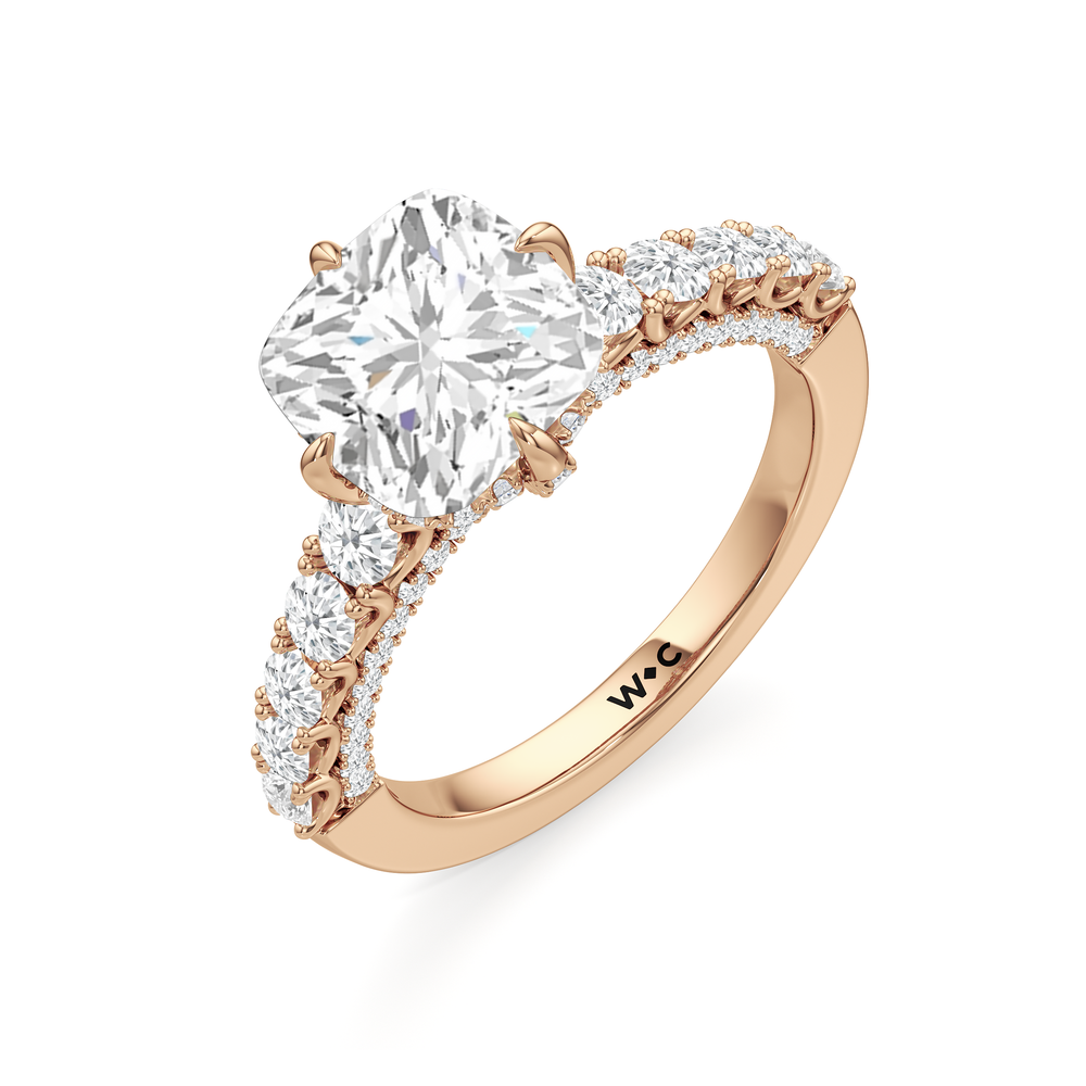 The Fifth Avenue Ring with Cushion Cut Diamond in 14KT Rose Gold view 6
