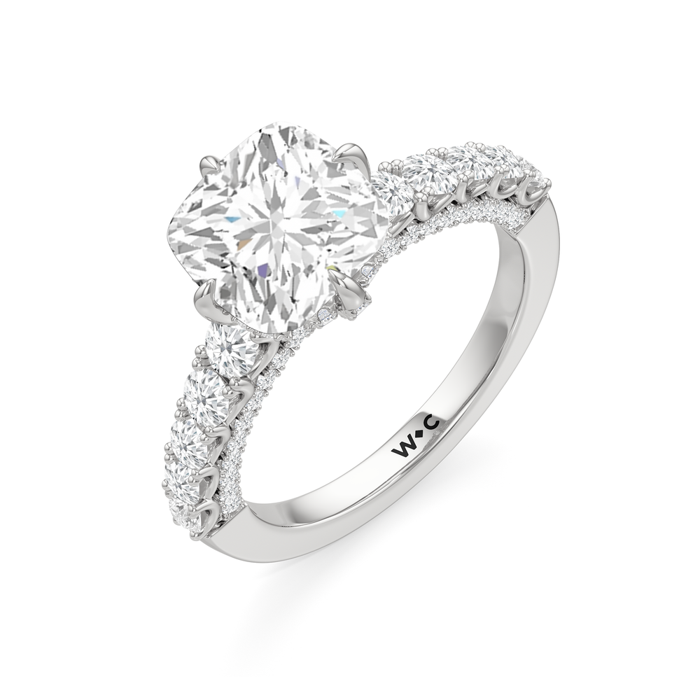 The Fifth Avenue Ring with Cushion Cut Diamond in 14KT Platinum view 6
