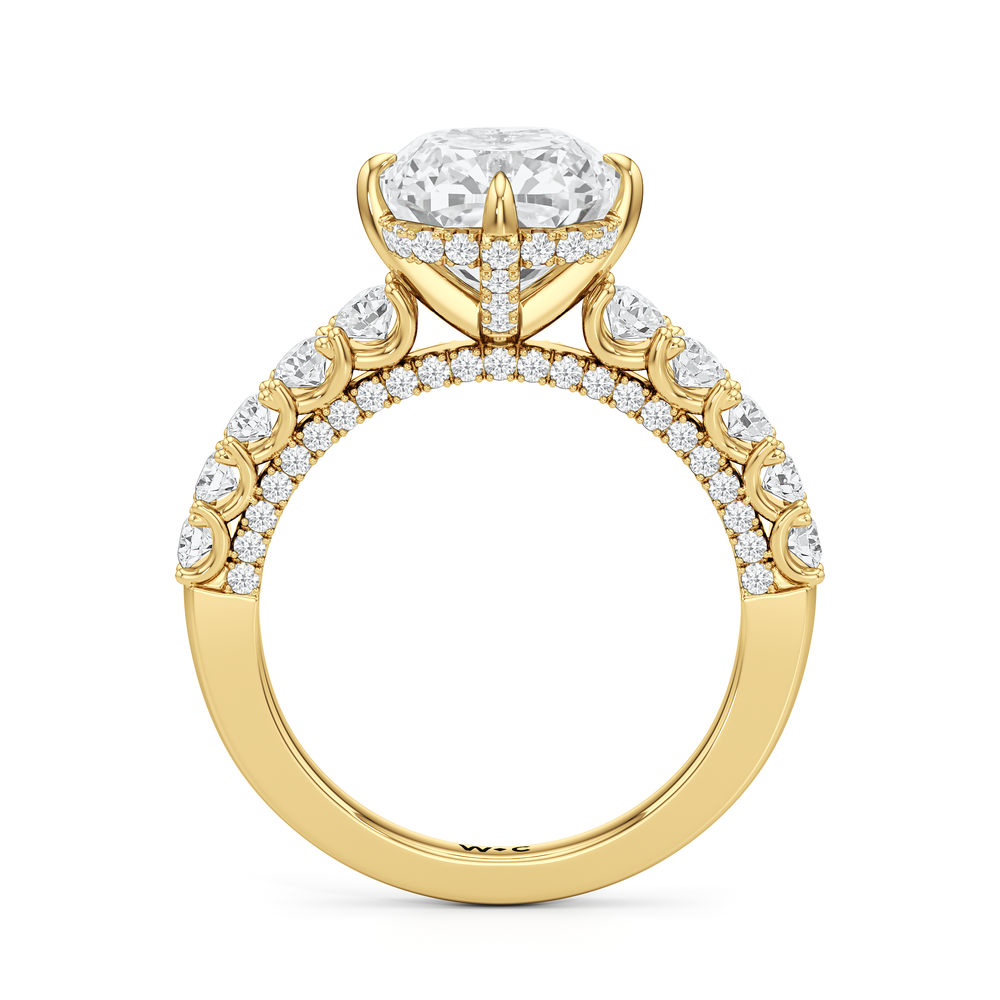 The Fifth Avenue Ring with Cushion Cut Diamond in 14KT Yellow Gold view 5
