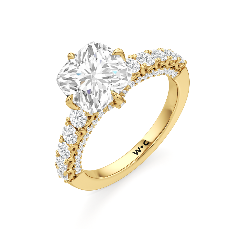 The Fifth Avenue Ring with Cushion Cut Diamond in 14KT Yellow Gold view 6
