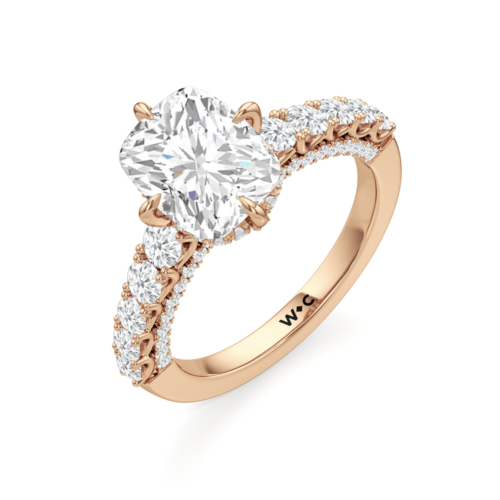 The Fifth Avenue Ring with Elongated Cushion Cut Diamond in 14KT Rose Gold view 6
