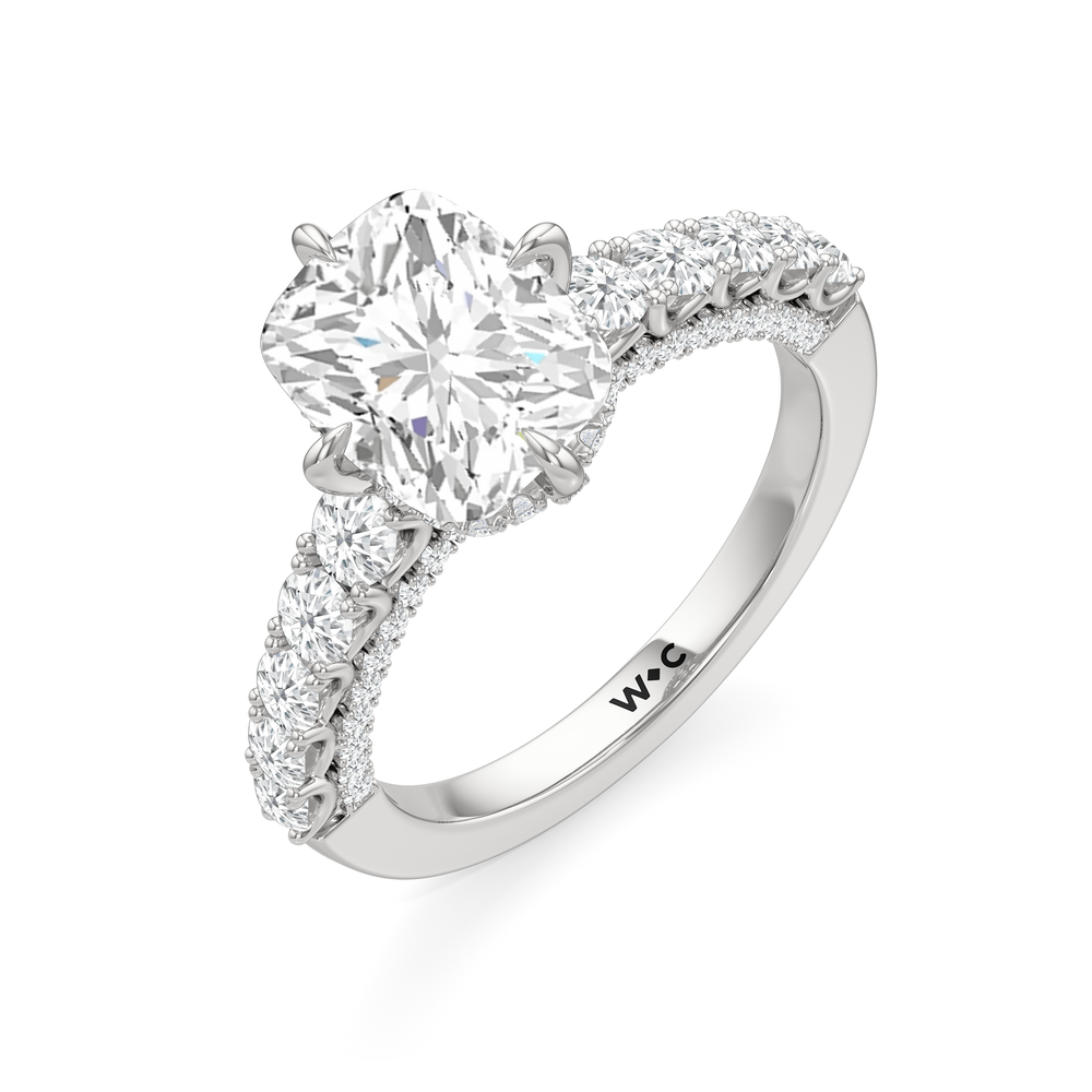The Fifth Avenue Ring with Elongated Cushion Cut Diamond in 14KT Platinum view 6
