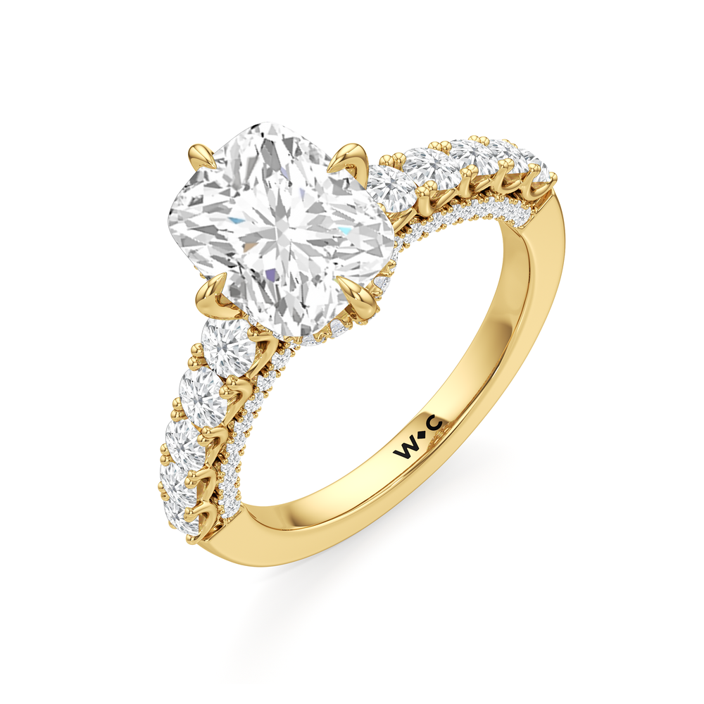The Fifth Avenue Ring with Elongated Cushion Cut Diamond in 14KT Yellow Gold view 6

