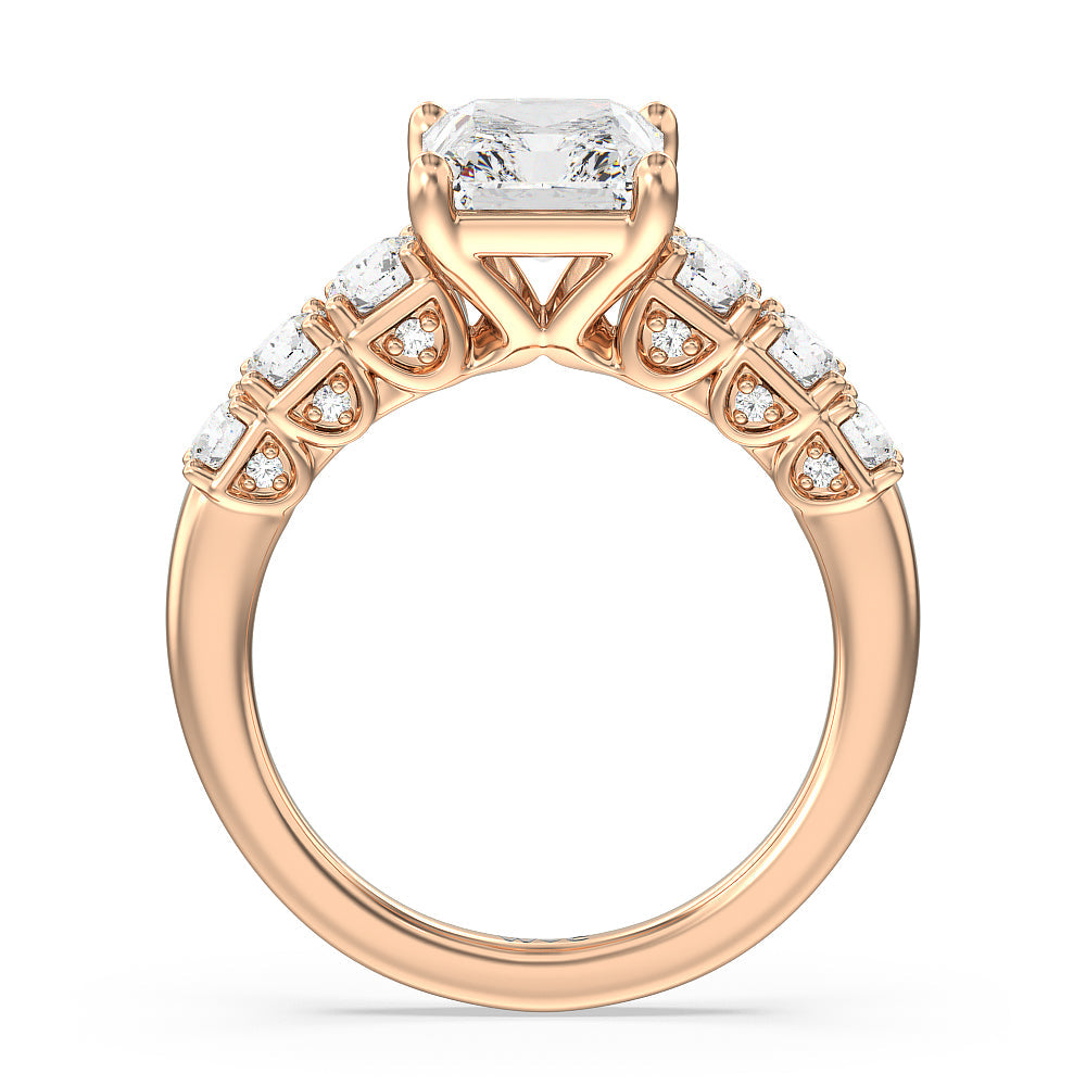 Radiant Cut The Broadway Ring with Lab Grown Diamond in 14KT Rose Gold view 2
