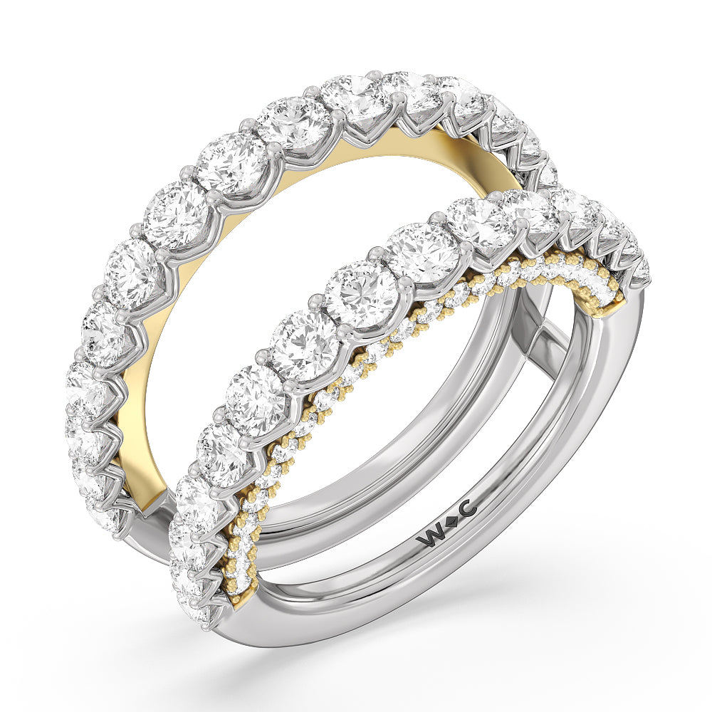 The Astor Diamond Wedding Band with 18KT White & Yellow Gold Cut Diamond in 14KT White & Yellow Gold view 4
