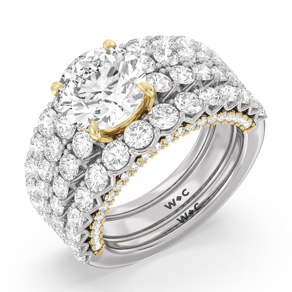 The Astor Diamond Wedding Band with 18KT White & Yellow Gold Cut Diamond in 14KT White & Yellow Gold view 3
