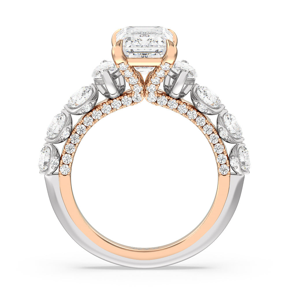 The St. Regis Ring with Emerald Cut Diamond in 14KT White & Rose Gold view 2
