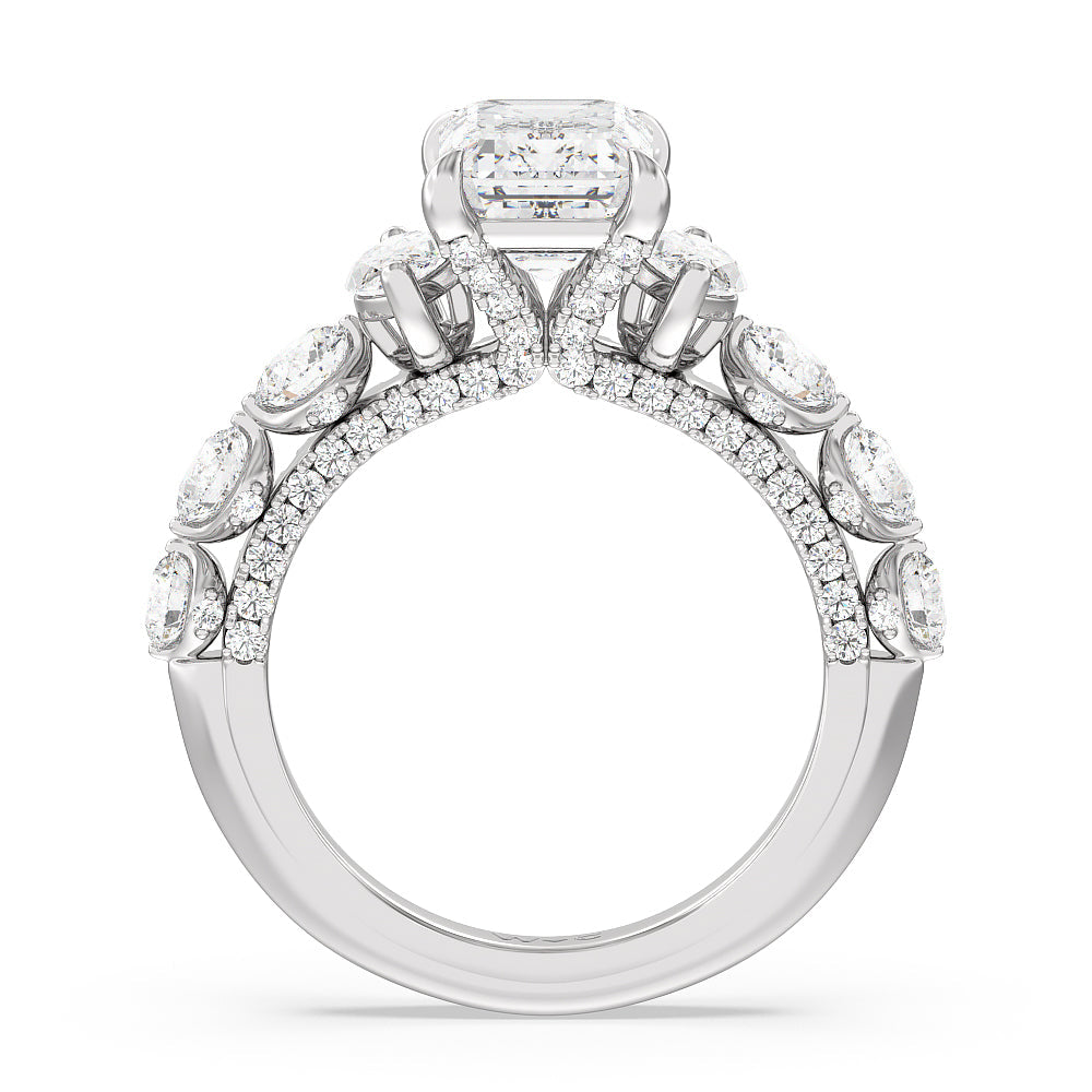 The St. Regis Ring with Emerald Cut Diamond in 14KT Platinum view 2
