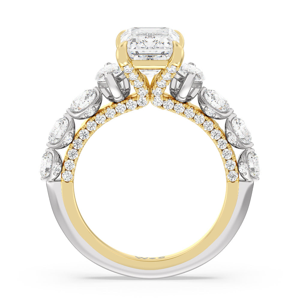 The St. Regis Ring with Emerald Cut Diamond in 14KT White & Yellow Gold view 2

