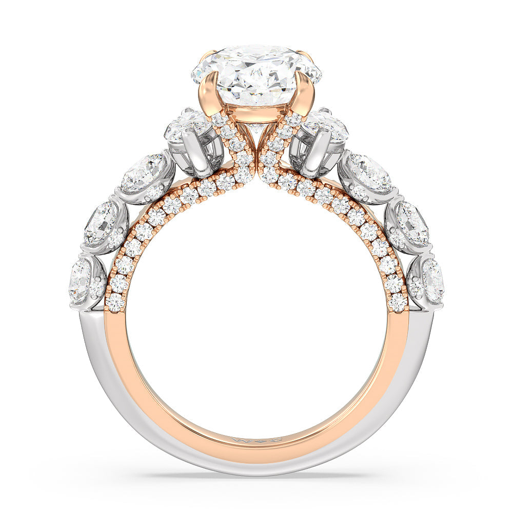 The St. Regis Ring with Oval Cut Diamond in 14KT White & Rose Gold view 2
