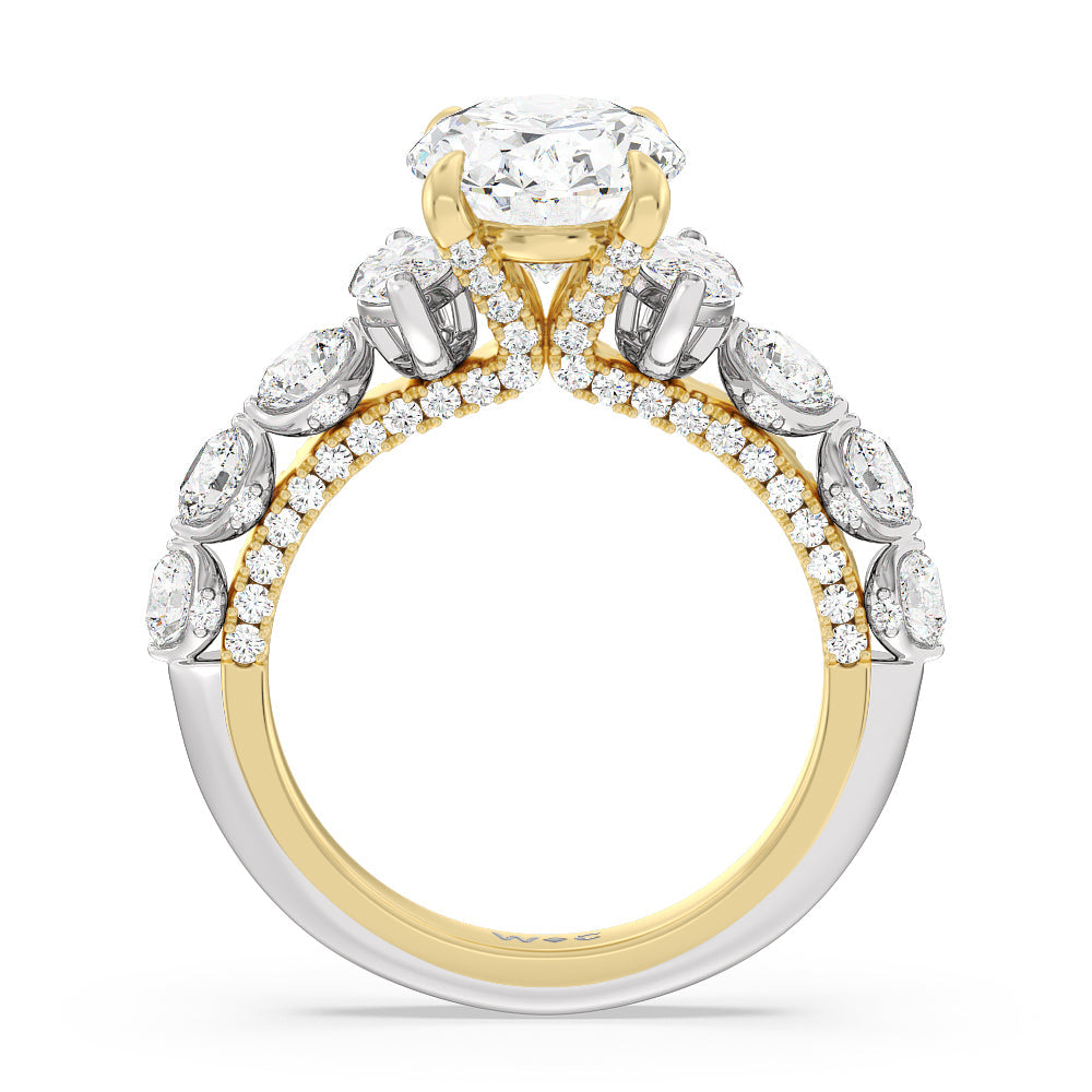 The St. Regis Ring with Oval Cut Diamond in 14KT White & Yellow Gold view 2
