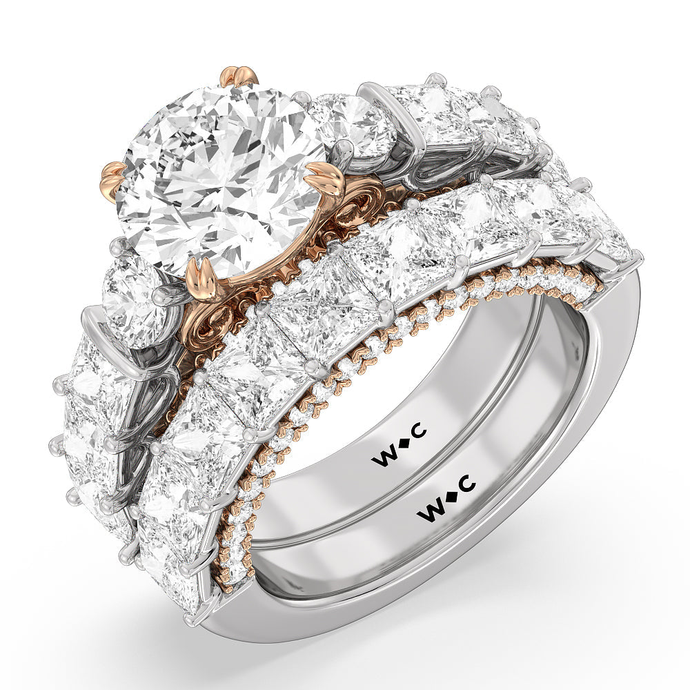 The Vanderbilt Band with 18KT White & Rose Gold Cut Diamond in 14KT White & Rose Gold view 3
