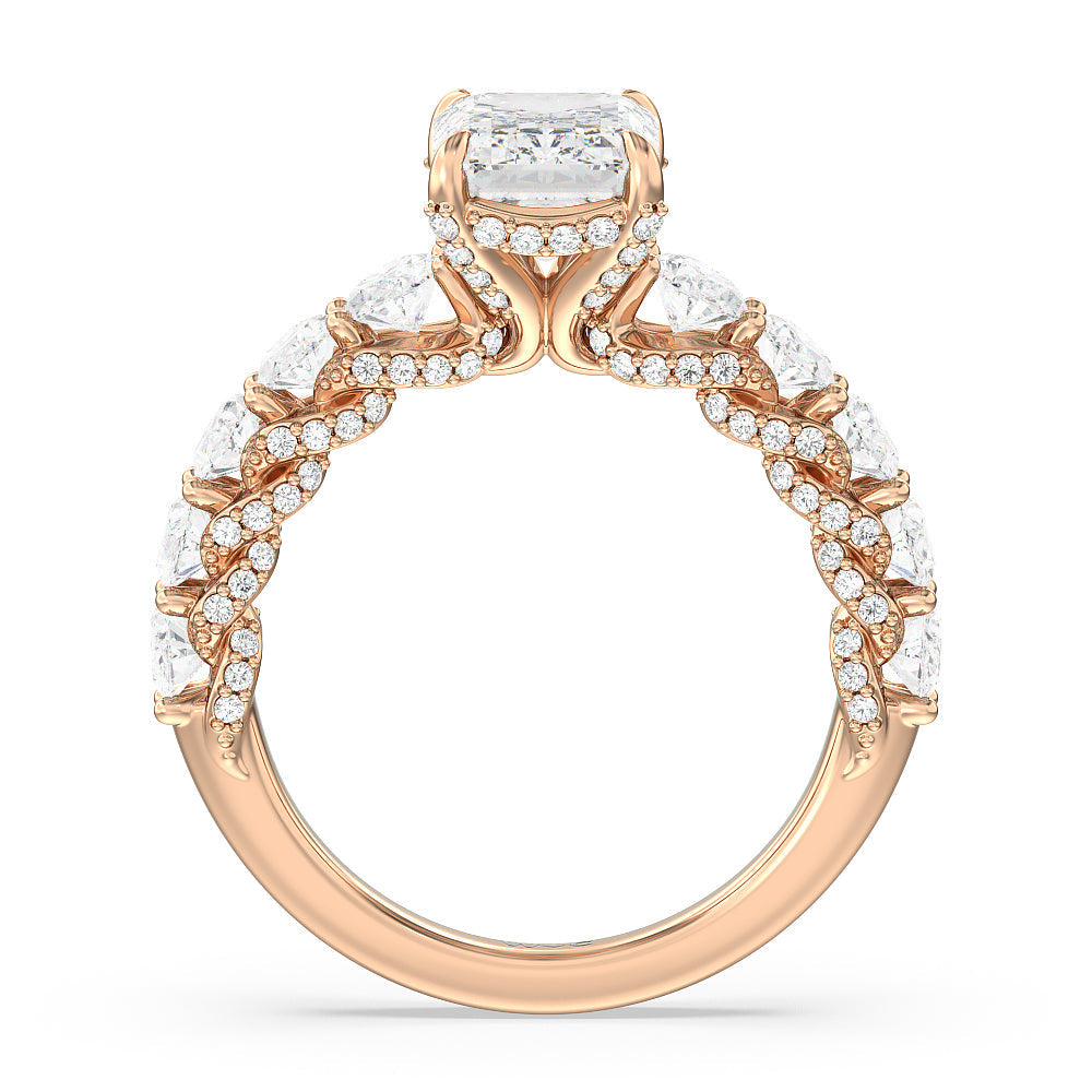 Emerald Cut The Roosevelt Ring with Lab Grown Diamond in 14KT Rose Gold view 6
