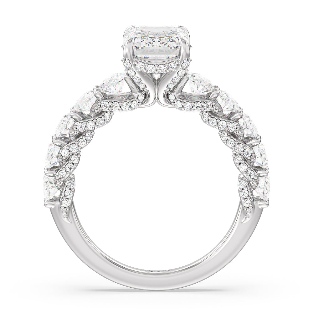 Emerald Cut The Roosevelt Ring with Lab Grown Diamond in 14KT Platinum view 6
