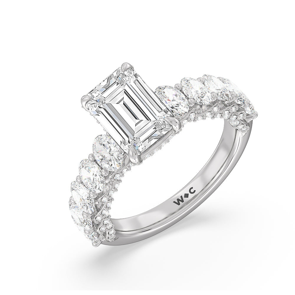 Emerald Cut The Roosevelt Ring with Lab Grown Diamond in 14KT Platinum view 7
