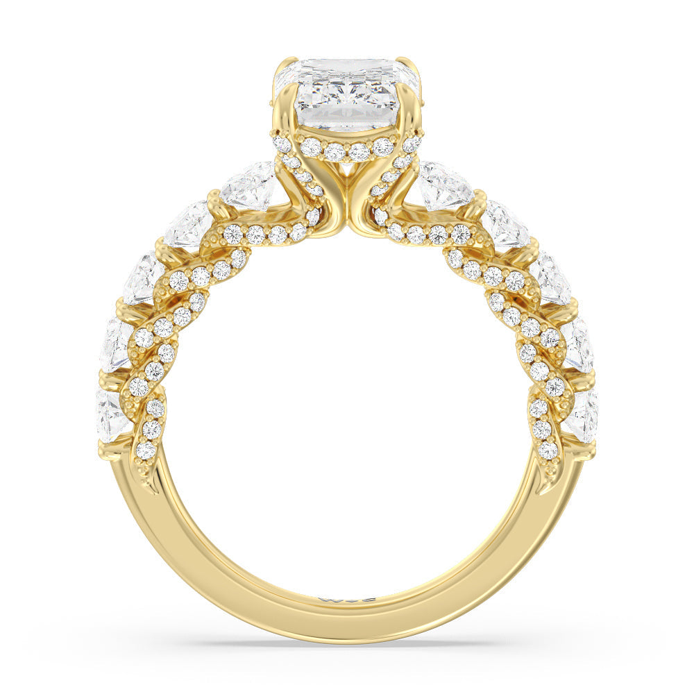 Emerald Cut The Roosevelt Ring with Lab Grown Diamond in 14KT Yellow Gold view 6
