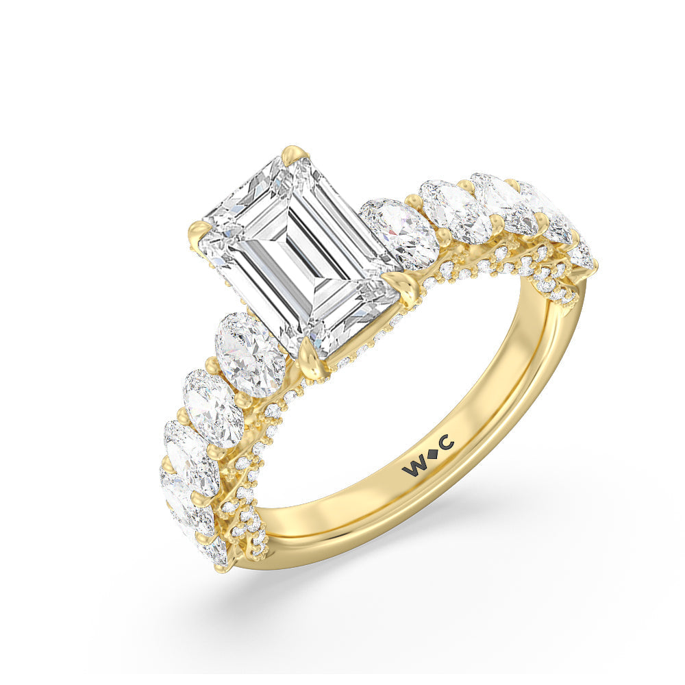 Emerald Cut The Roosevelt Ring with Lab Grown Diamond in 14KT Yellow Gold view 7

