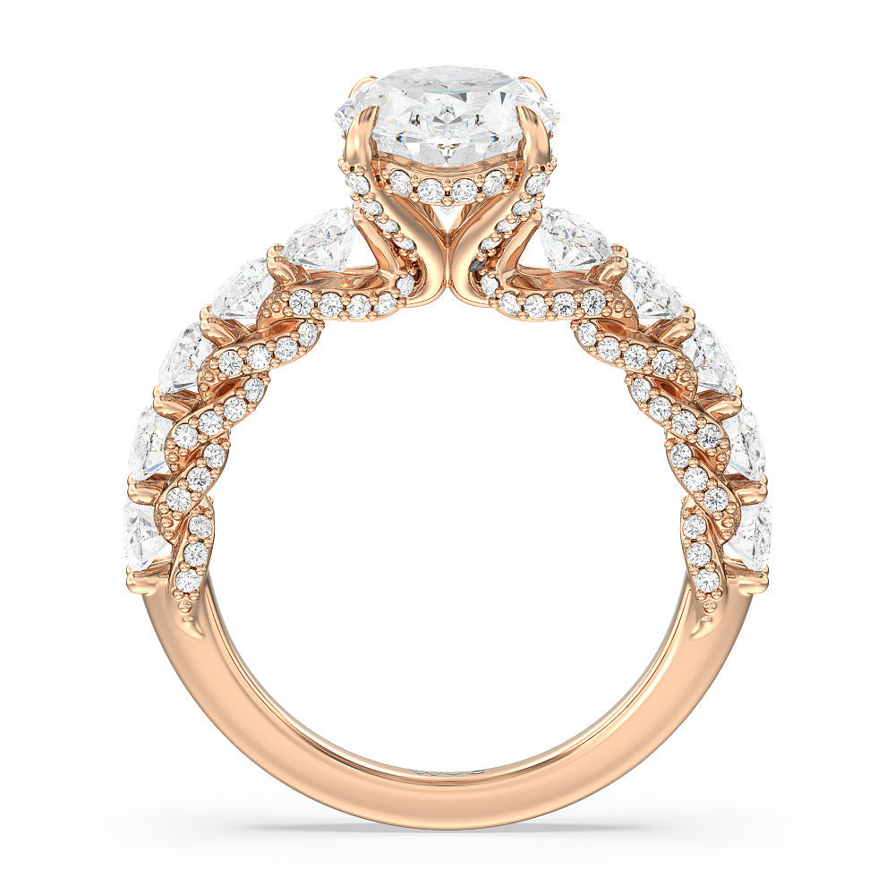Oval Cut The Roosevelt Ring with Lab Grown Diamond in 14KT Rose Gold view 6
