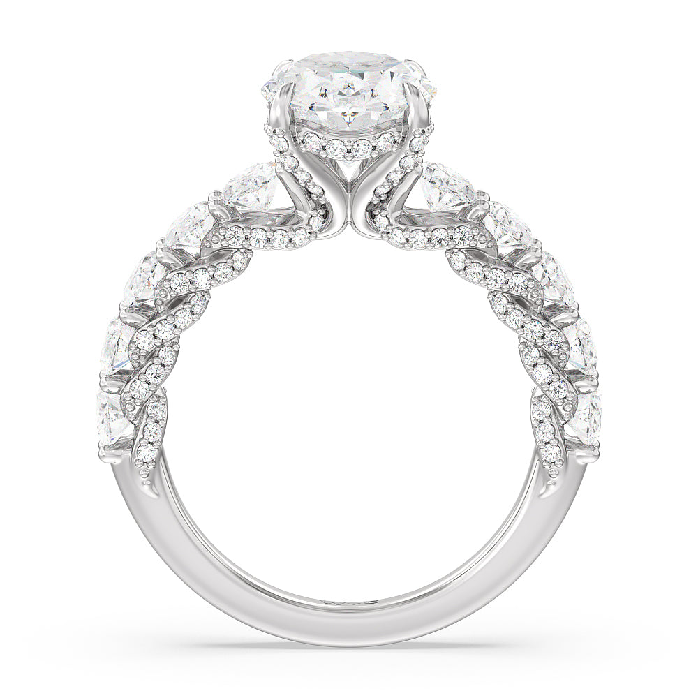 Oval Cut The Roosevelt Ring with Lab Grown Diamond in 14KT Platinum view 6
