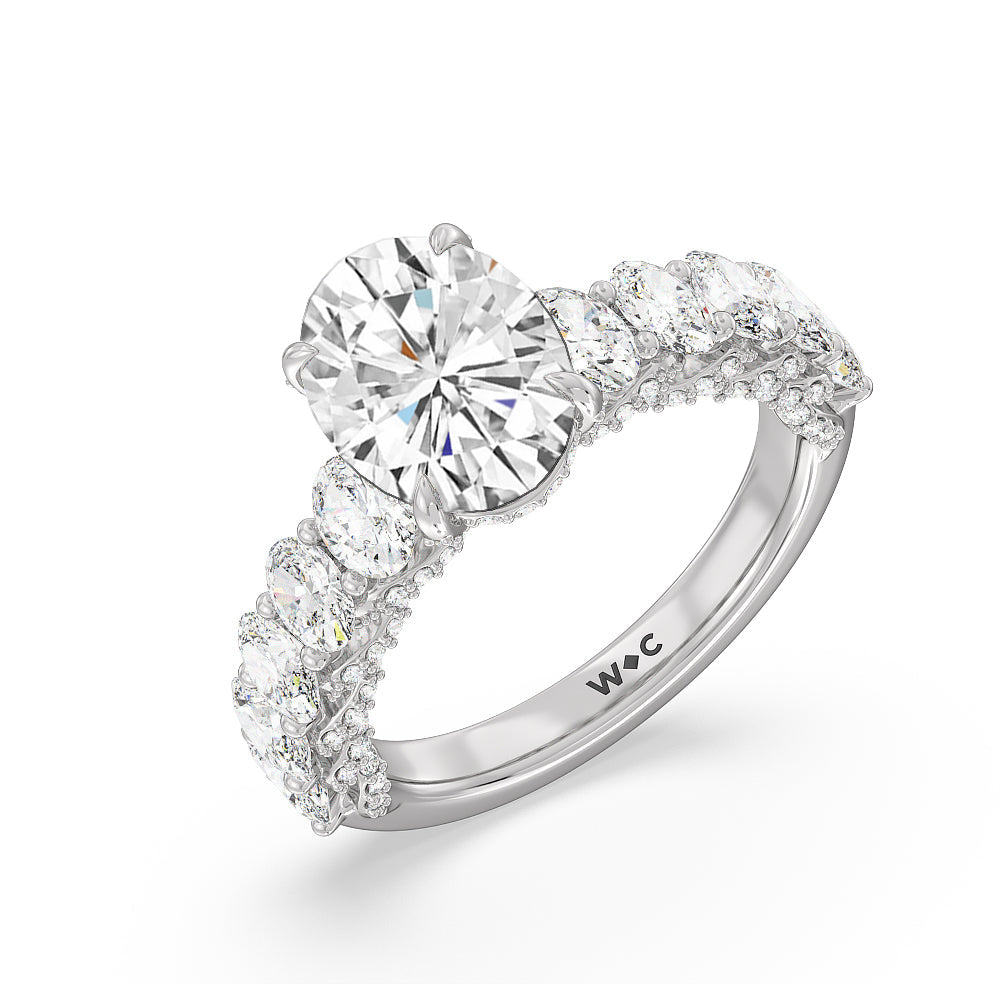 Oval Cut The Roosevelt Ring with Lab Grown Diamond in 14KT Platinum view 7
