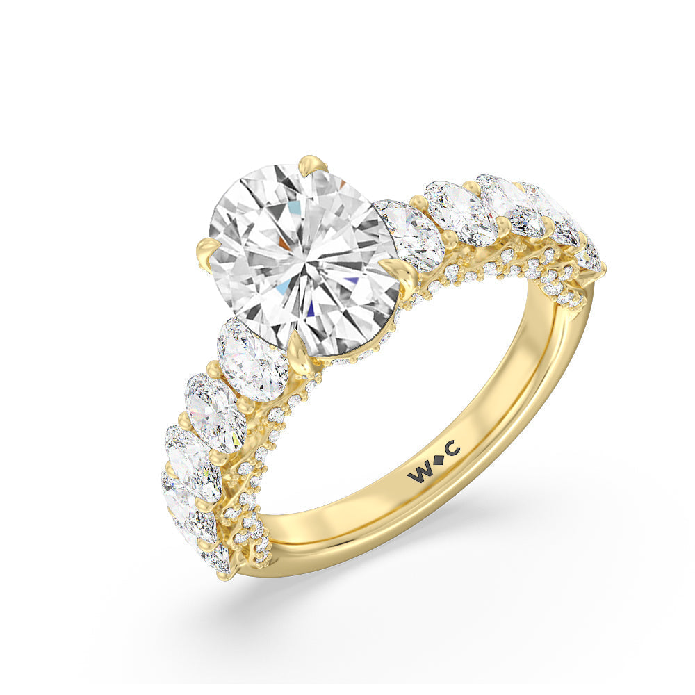 Oval Cut The Roosevelt Ring with Lab Grown Diamond in 14KT Yellow Gold view 7
