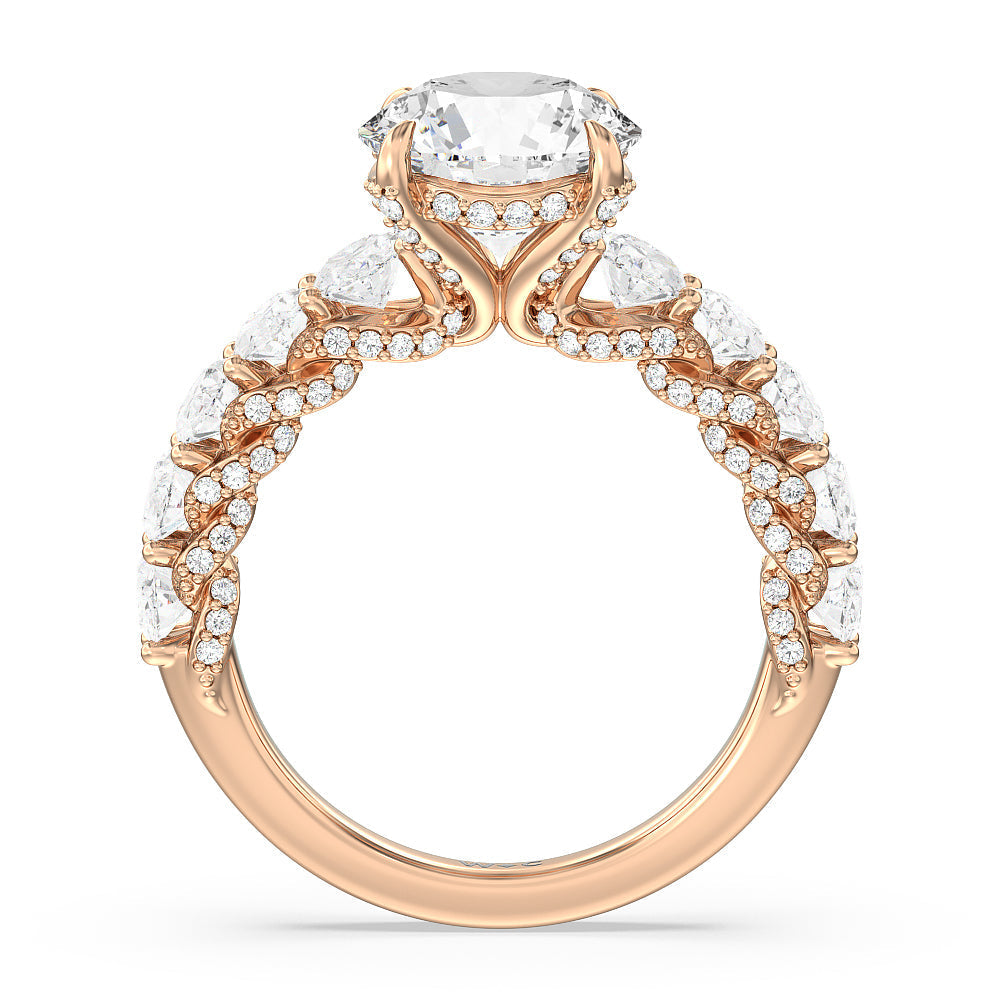 Round Cut The Roosevelt Ring with Lab Grown Diamond in 14KT Rose Gold view 6
