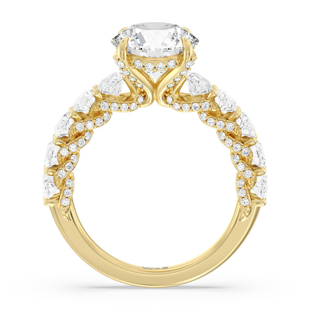 Round Cut The Roosevelt Ring with Lab Grown Diamond in 14KT Yellow Gold view 6
