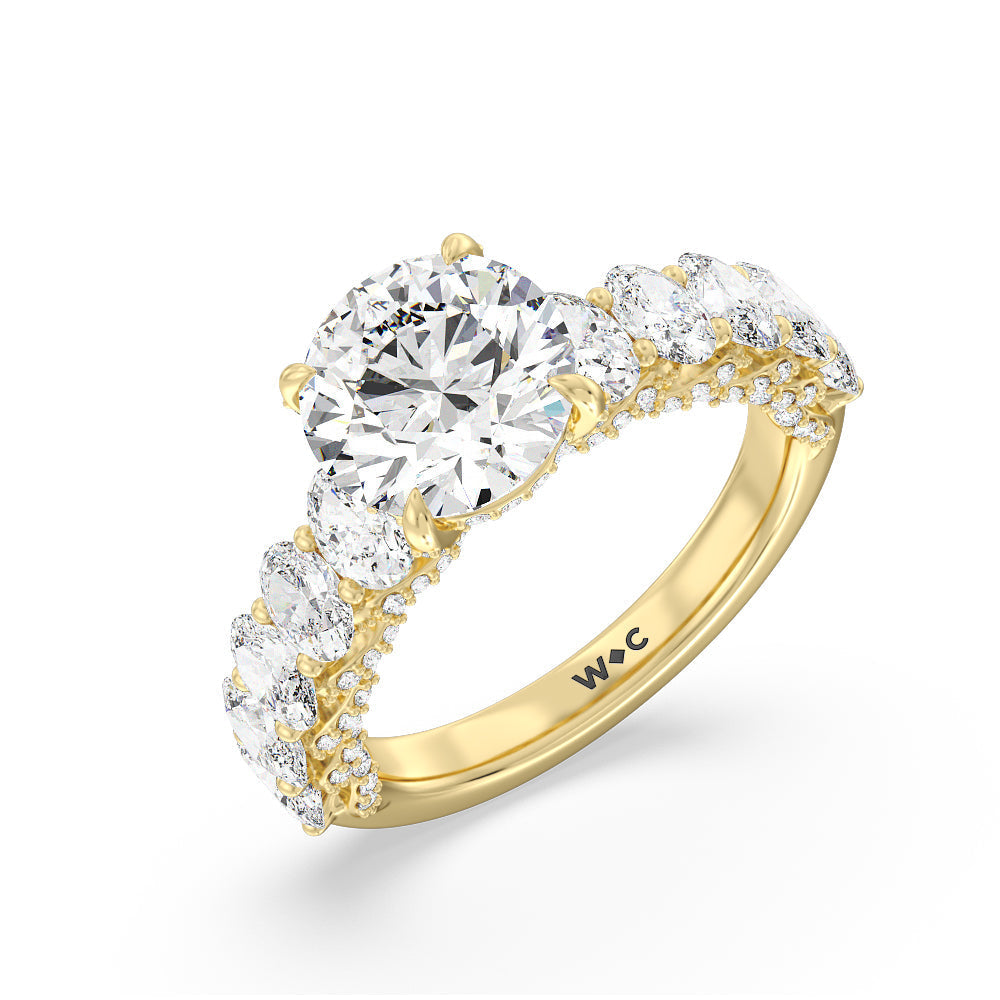 Round Cut The Roosevelt Ring with Lab Grown Diamond in 14KT Yellow Gold view 7
