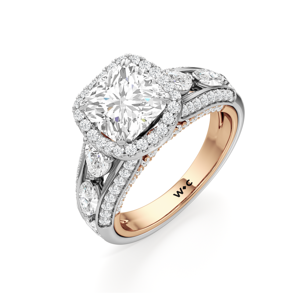 Cushion Cut The Apollo Ring with Lab Grown Diamond in 14KT White & Rose Gold view 6

