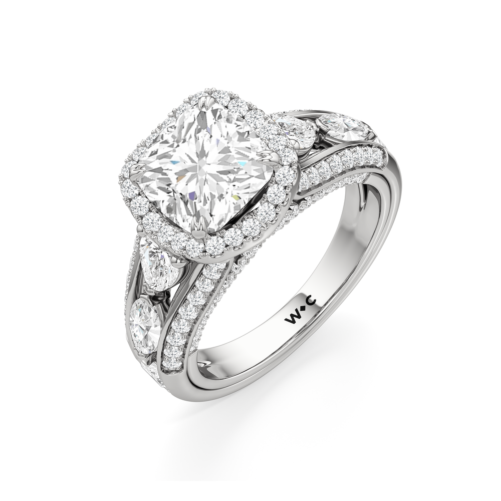 Cushion Cut The Apollo Ring with Lab Grown Diamond in 14KT Platinum view 6
