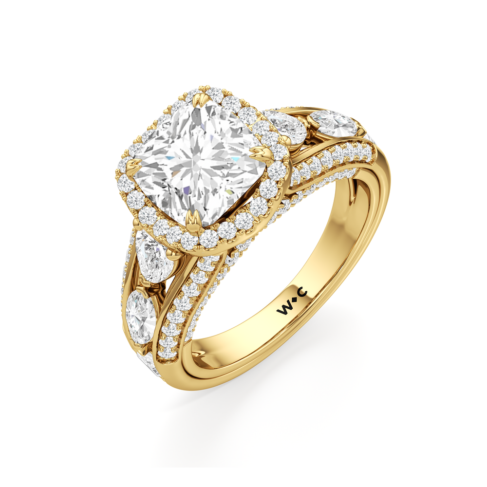 Cushion Cut The Apollo Ring with Lab Grown Diamond in 14KT Yellow Gold view 6

