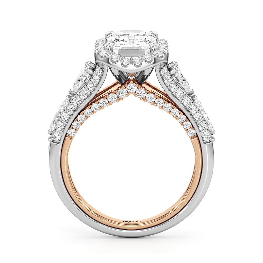 Emerald Cut The Apollo Ring with Lab Grown Diamond in 14KT White & Rose Gold view 5
