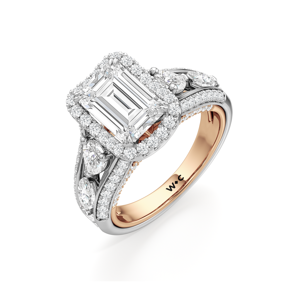 Emerald Cut The Apollo Ring with Lab Grown Diamond in 14KT White & Rose Gold view 6
