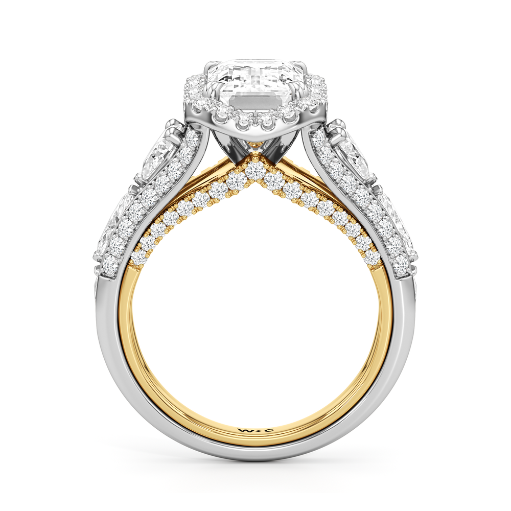 Emerald Cut The Apollo Ring with Lab Grown Diamond in 14KT White & Yellow Gold view 5
