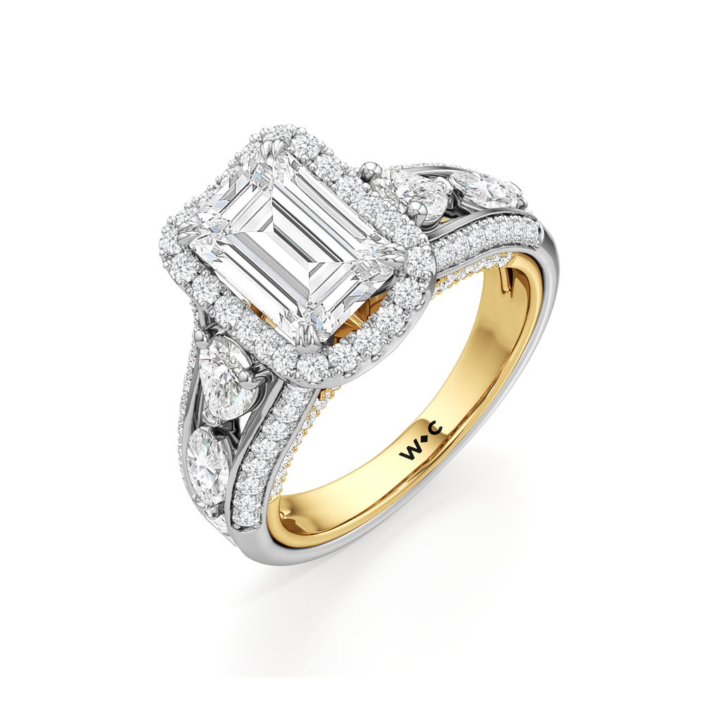 Emerald Cut The Apollo Ring with Lab Grown Diamond in 14KT White & Yellow Gold view 6
