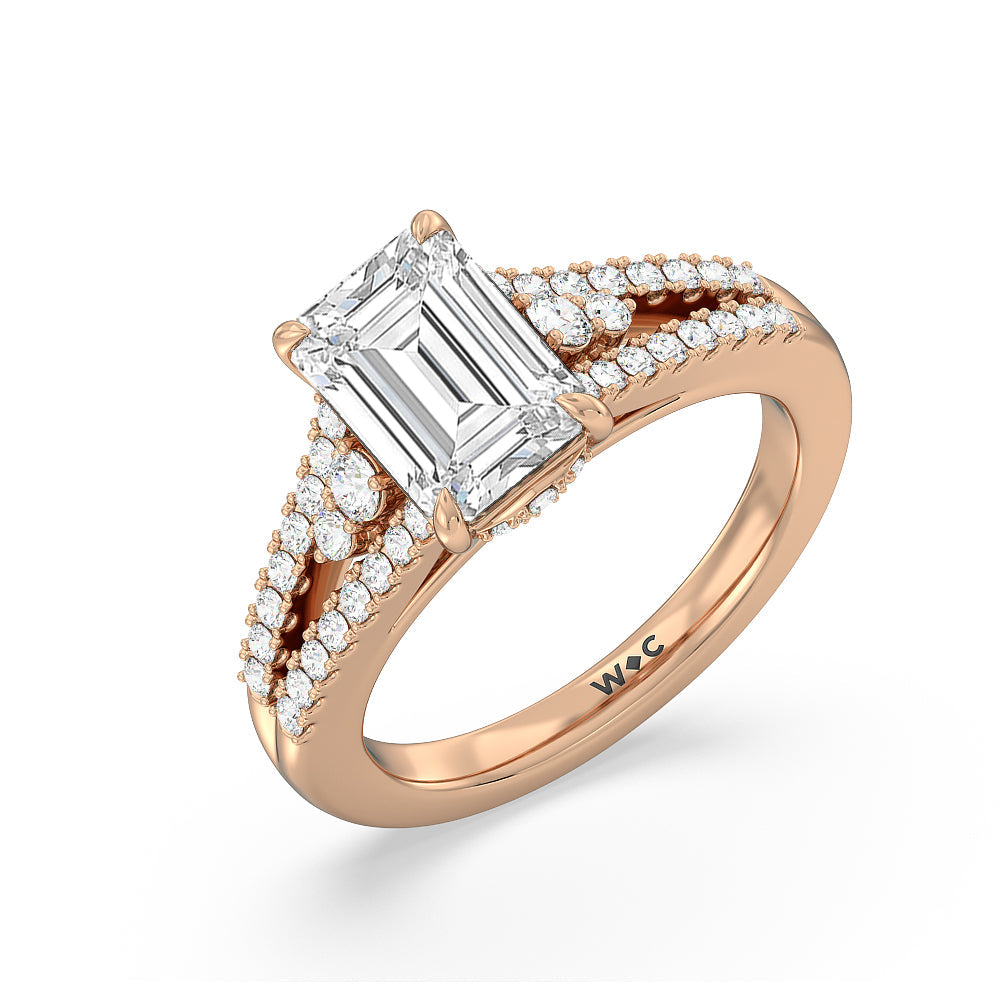 Emerald Cut The Greenwich Village Ring with Lab Grown Diamond in 14KT Rose Gold view 3
