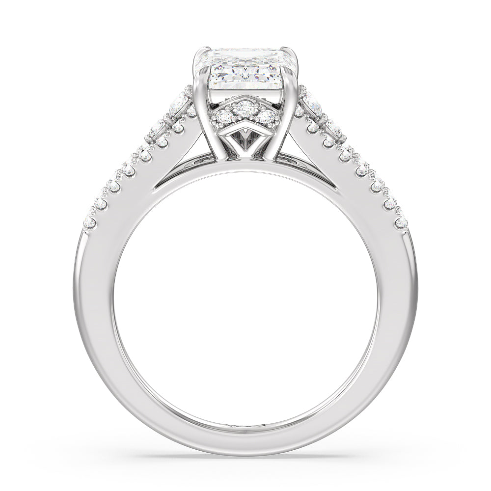 Emerald Cut The Greenwich Village Ring with Lab Grown Diamond in 14KT Platinum view 2
