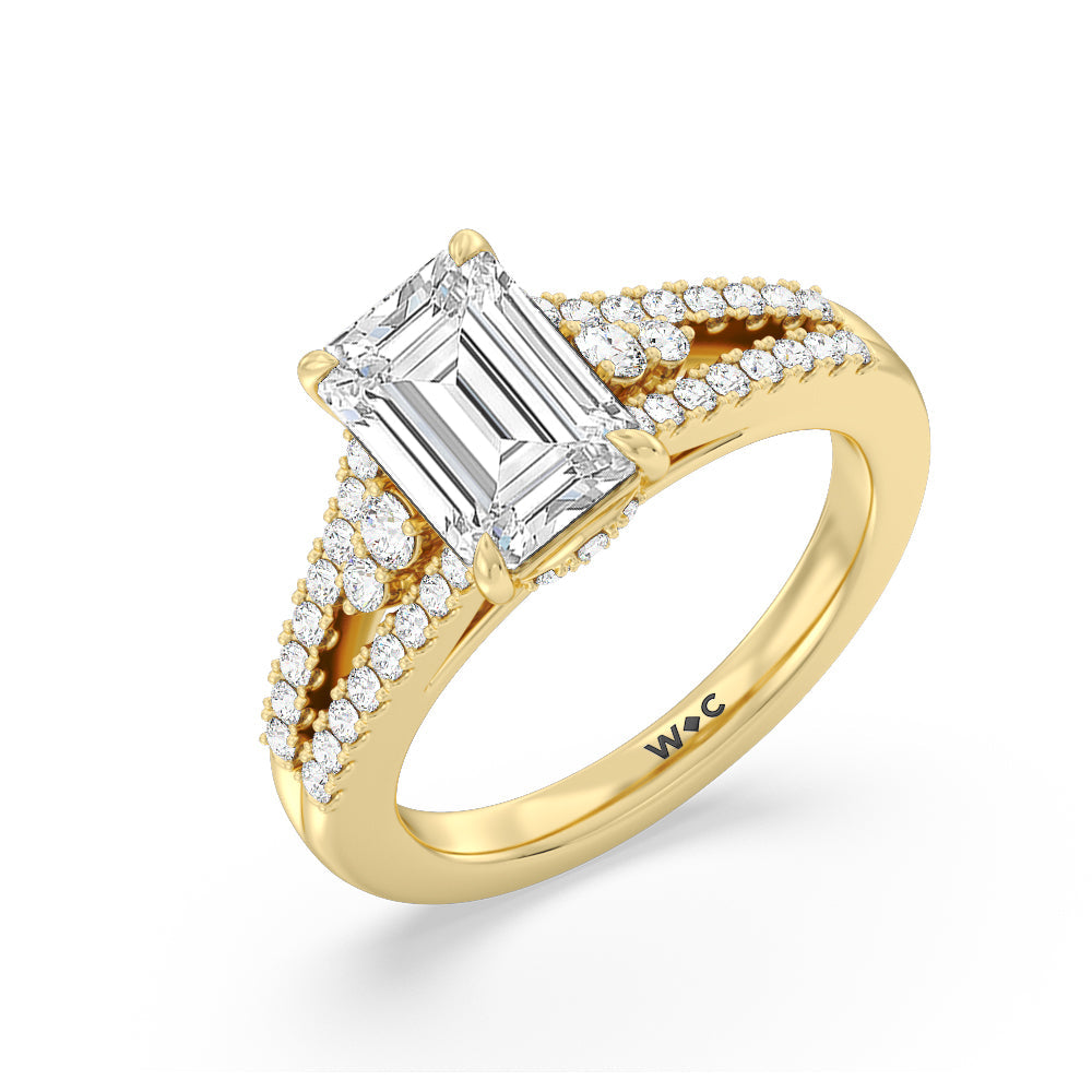 Emerald Cut The Greenwich Village Ring with Lab Grown Diamond in 14KT Yellow Gold view 3
